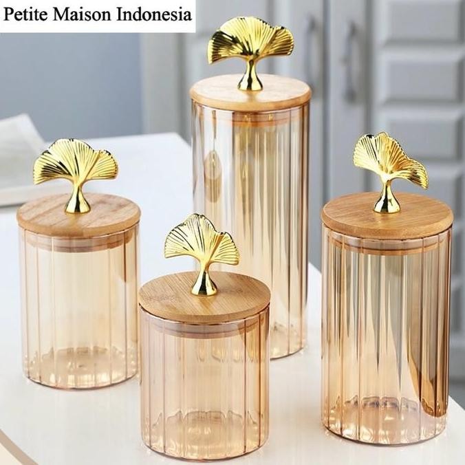 TERBARU - SET 4 TOPLES Kue Kering Lebaran Natal Daun Mahkota Crystal Rusa kaca tutup kayu kedap udar