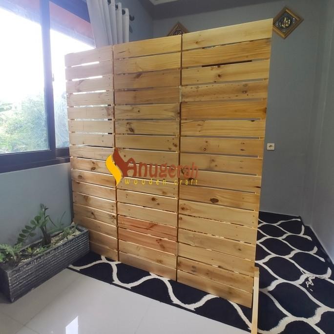 Murah Partisi Penyekat Pagar Pembatas Kayu Ruangan Sketsel Jati Belanda Non COD