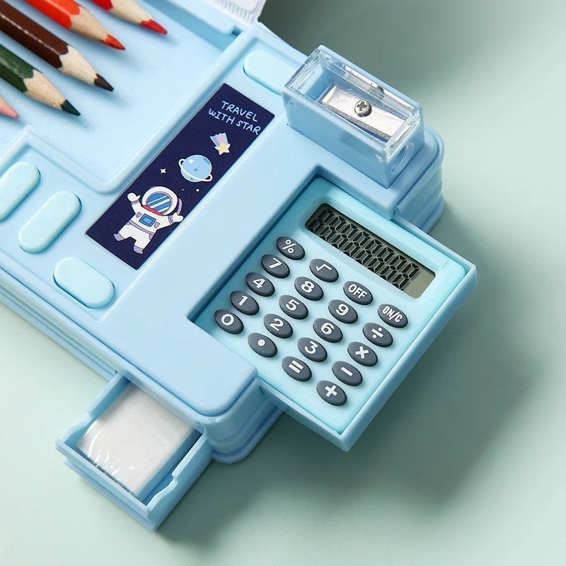 

Dengan Kalkulator Kotak Alat Tulis Multifungsi Dua Lapis Kapasitas Besar Tempat Pensil