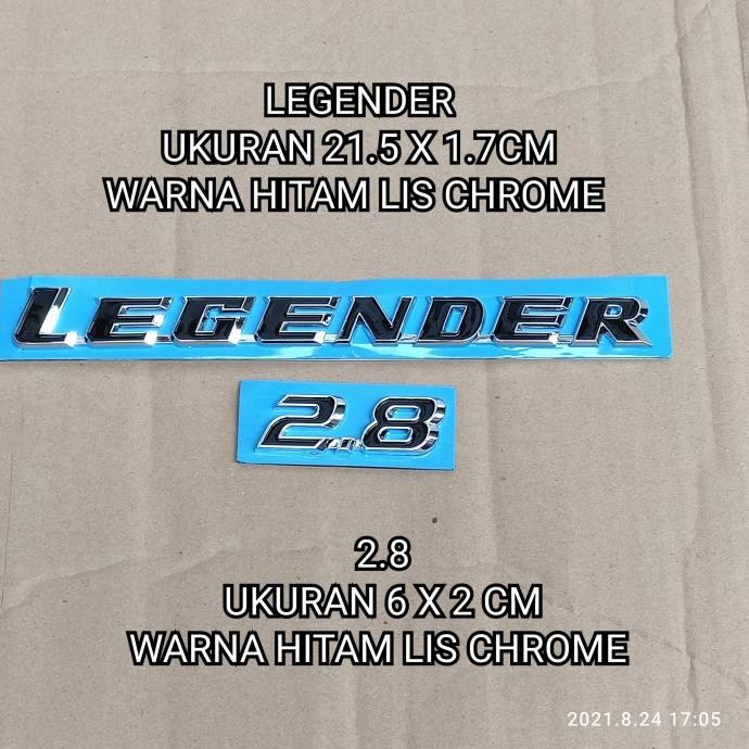 emblem bagasi belakang tulisan LEGENDER 2.8 fortuner versi thailand