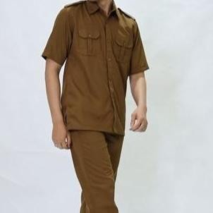 Baju Seragam Kerja Pemda PDH Pria Khaki tua Model kantong Dua Dada katun Safety Wearpack
