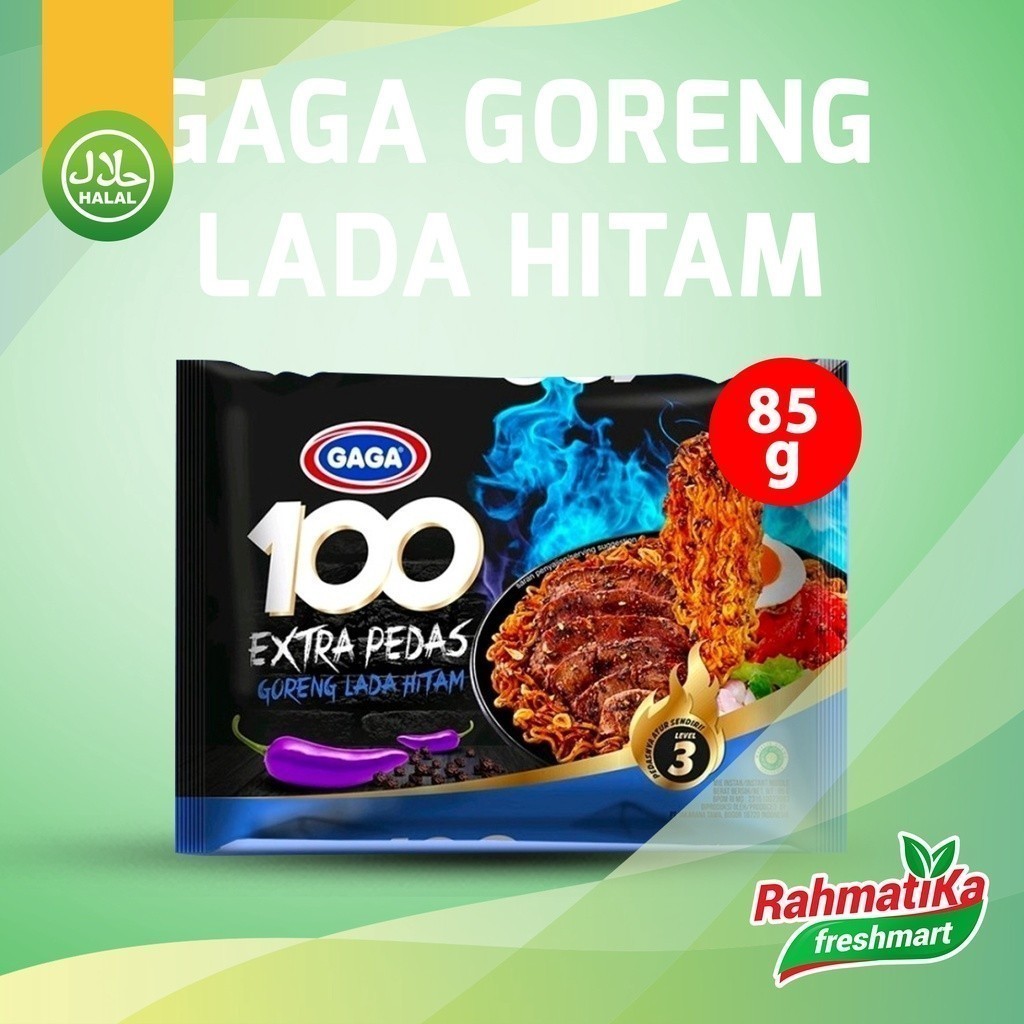 

GAGA 100 Mie Instan Extra Pedas Goreng Lada Hitam Level-3 (1 Pcs)