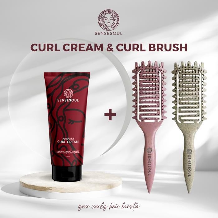 SENSESOUL BUNDLE CURL CREAM & CURL BRUSH - Styling Cream dan Sisir Khusus Styling Rambut Wavy dan Ke