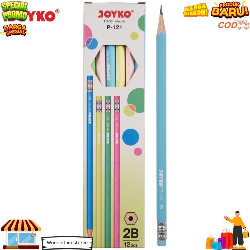 

Pensil Joyko P-121 2B 1 Box Isi 12 Pcs Warna Pastel Plus Penghapus - Lusinan- Shsnp D Sale