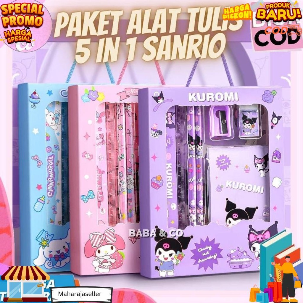 

Paket Alat Tulis Sanrio 5 In 1 Alat Tulis Lengkap Ximi Sanrio Pensil Penggaris Penghapus Sanrio Lucu Imut Hampers Kado Sanrio D Promo Puncak