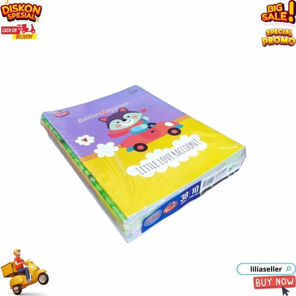 

Buku Tulis Sinar Dunia 38 Lembar (Sidu) Ukuran Qwarto Cover Random - Pack (10 Buku) D Cod