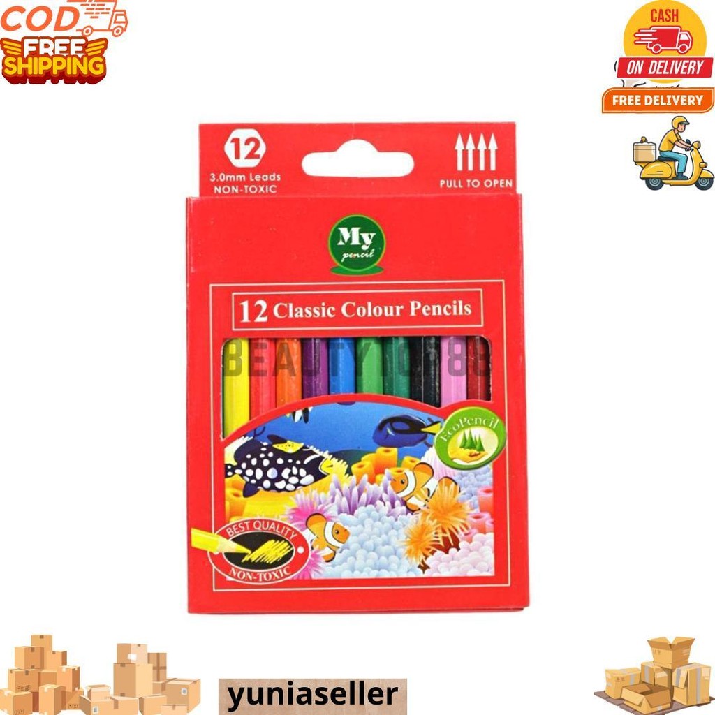 

Pensil 12 Warna Pendek Mini My Pencil / Color Pencil Paper Box Classic / Coloring Set Anak Anak D Termurah