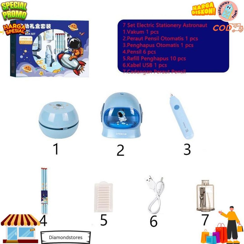 

11 In 1 Alat Tulis /Elektrik Rautan Penghapus Vacuum Pensil Anak Alat Perkakas Belajar Anak Perempuan Kado Electric Stationery Set D Sale