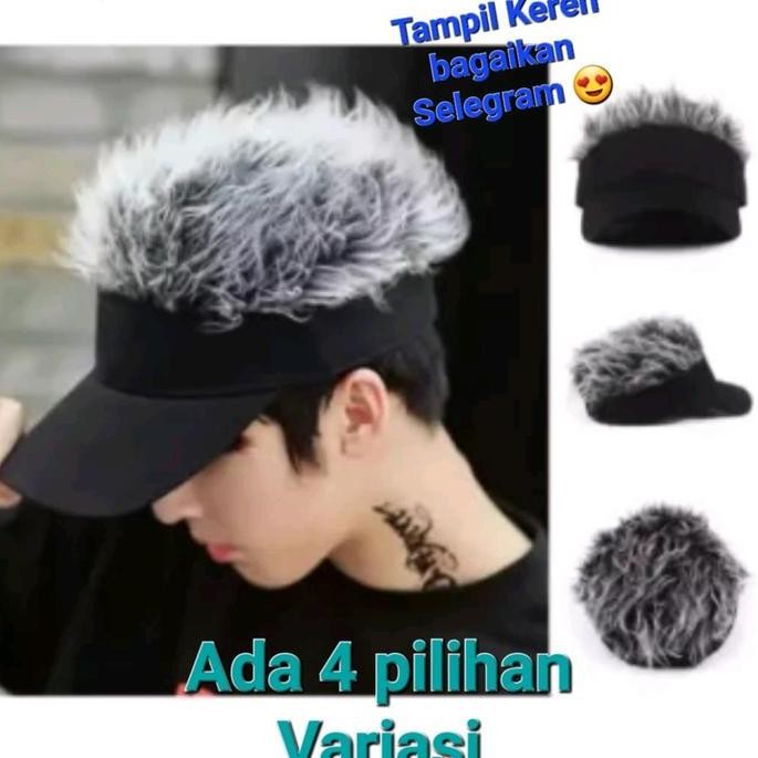 Sale Topi Pria Wanita Dengan Wig Rambut Palsu Keren Topi Funky Nuansa Wig Topi Retro Gaul Golf Hip H