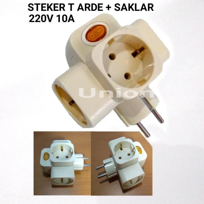 STEKER T ARDE /COLOKAN LISTRIK ARDE CABANG 3 + SAKLAR BRIGHT G
