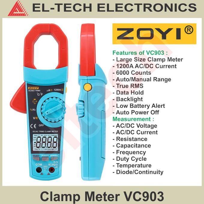 ZOYI VC903 VC-903 Digital Clamp Meter Tang Ampere Tester