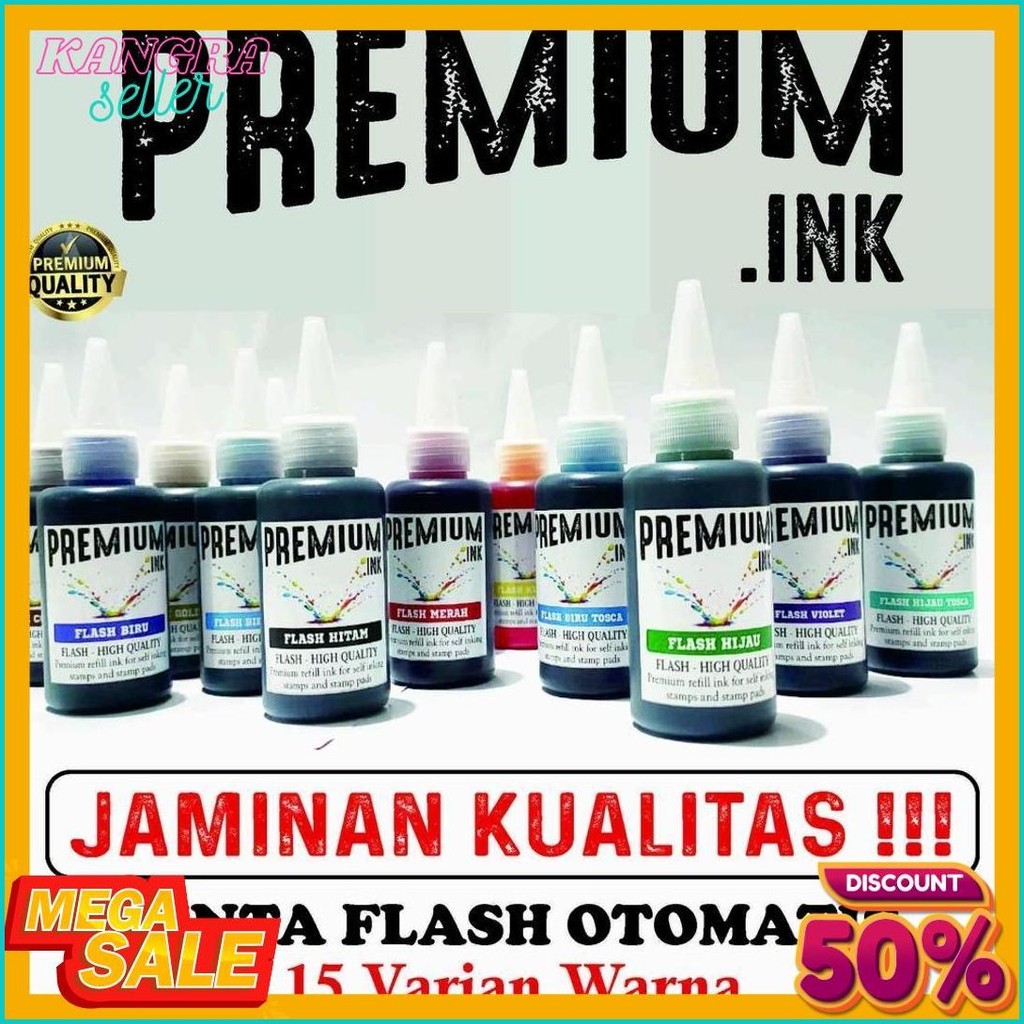 

Tinta Stempel Flash Otomatis 15 Varian Warna Kualitas Premium - Flash Ink Premium - Tinta Flash Refill Isi 100 Ml Diskon Setengah Harga
