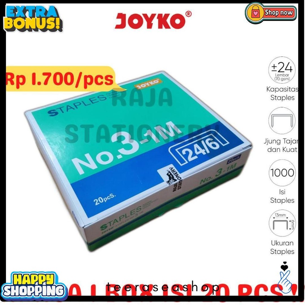 

Joyko Staples No.3 Isi Stepler Besar Hekter Joyko No.3-1M [20Pcs] Diskon Setengah Harga