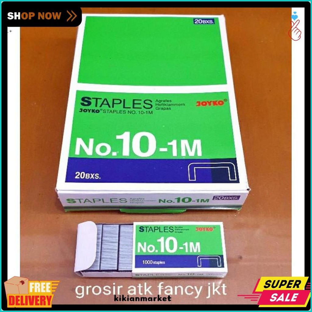

( 1 Dus = 20 Pak Kecil ) 10-1M Staples Steples Isi Stapler Stepler Neces Joyko No. 10 - 1M Kecil Diskon Setengah Harga