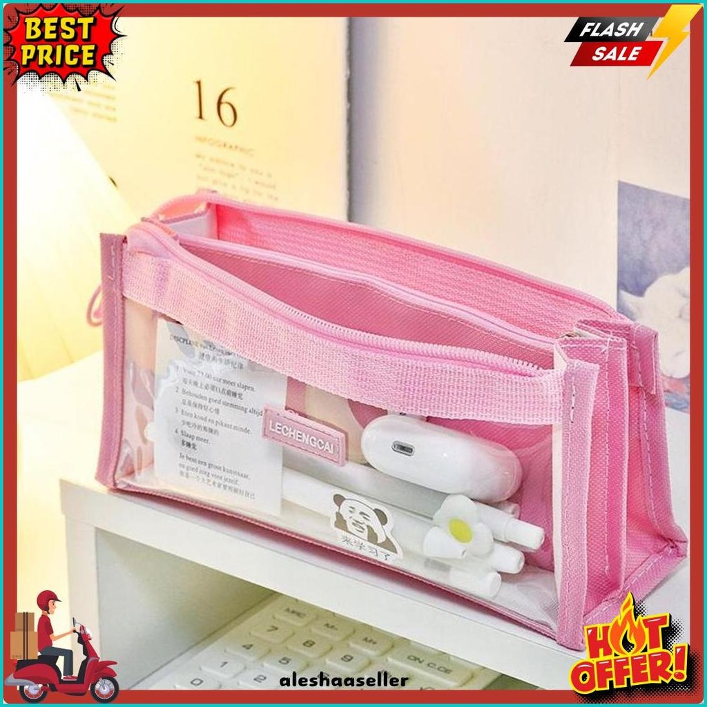 

[Miloli] Kotak Pensil Lechengcai Tempat Pena Kosmetik Kapasitas Besar Pvc Transparant Stationery - F0209 Diskon Setengah Harga