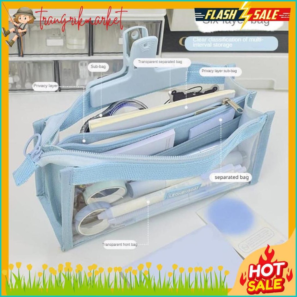 

[Miloli] Kotak Pensil Lechengcai Tempat Pena Kosmetik Kapasitas Besar Pvc Transparant Stationery - F0209 Diskon Setengah Harga