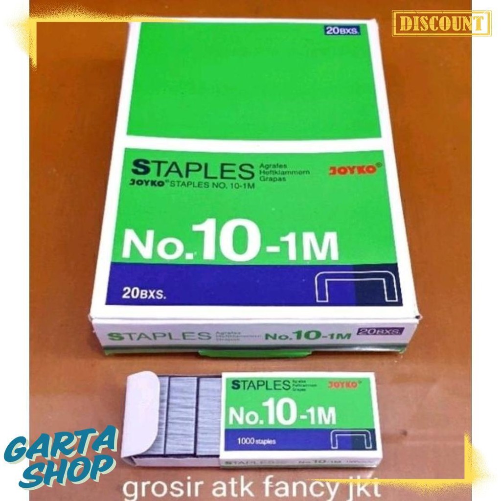 

( 1 Dus = 20 Pak Kecil ) 10-1M Staples Steples Isi Stapler Stepler Neces Joyko No. 10 - 1M Kecil Diskon Setengah Harga