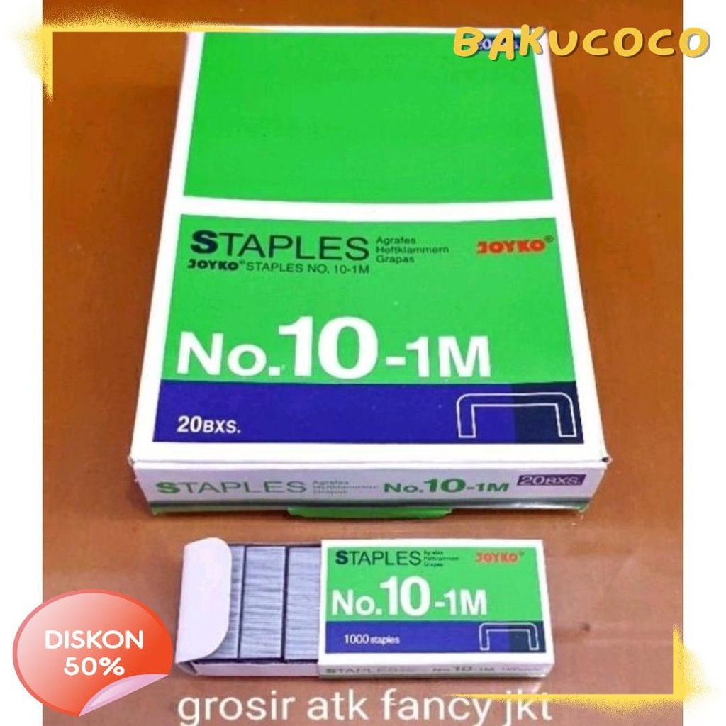 

( 1 Dus = 20 Pak Kecil ) 10-1M Staples Steples Isi Stapler Stepler Neces Joyko No. 10 - 1M Kecil Terlengkap Dan Termurah