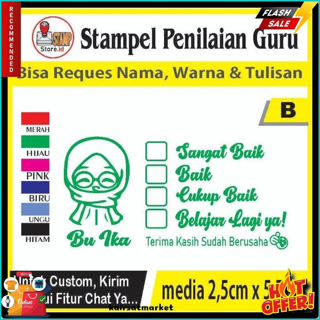 

Stempel Penilaian/Ganti Nama, Gambar Dan Warna/Cap Guru/Stampelbuguru Flash Sale! Diskon Hingga 70%