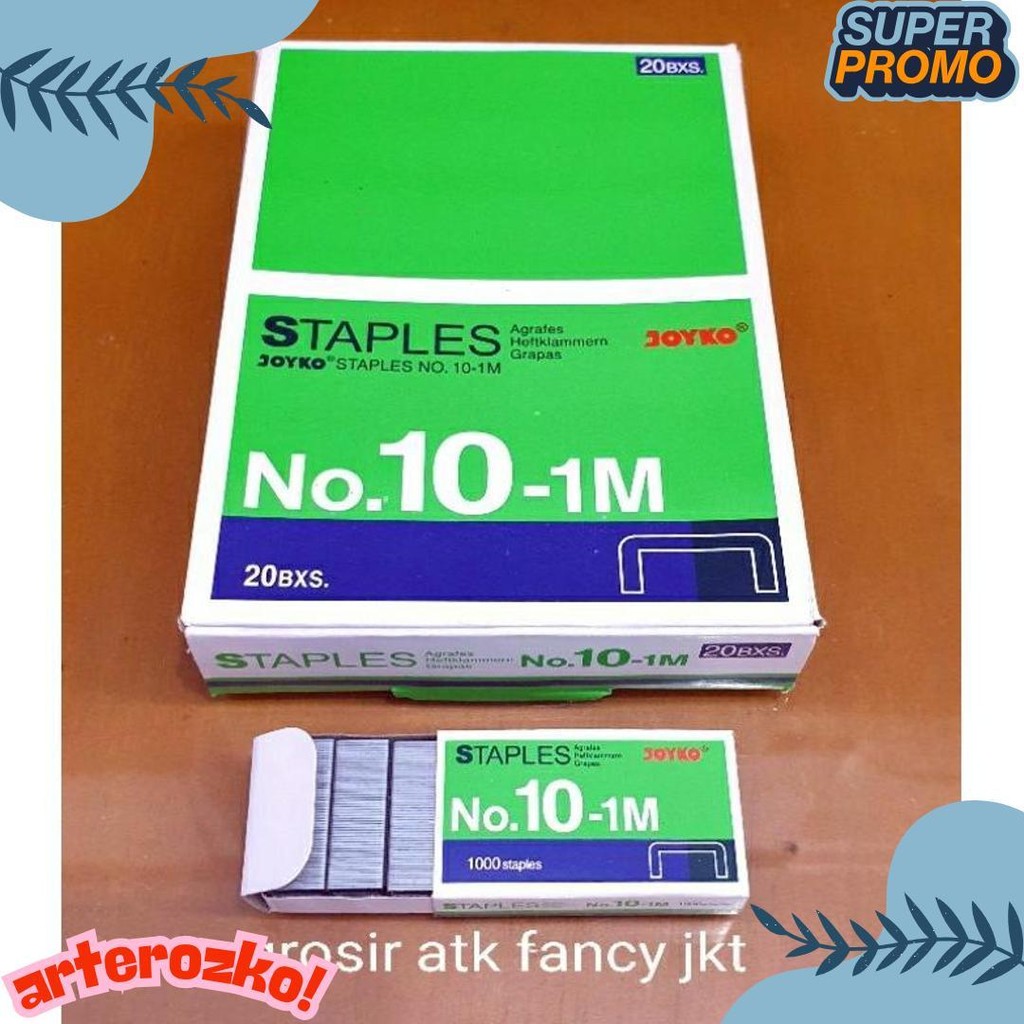 

( 1 Dus = 20 Pak Kecil ) 10-1M Staples Steples Isi Stapler Stepler Neces Joyko No. 10 - 1M Kecil Terlaris! Produk Ini Banyak Dicari