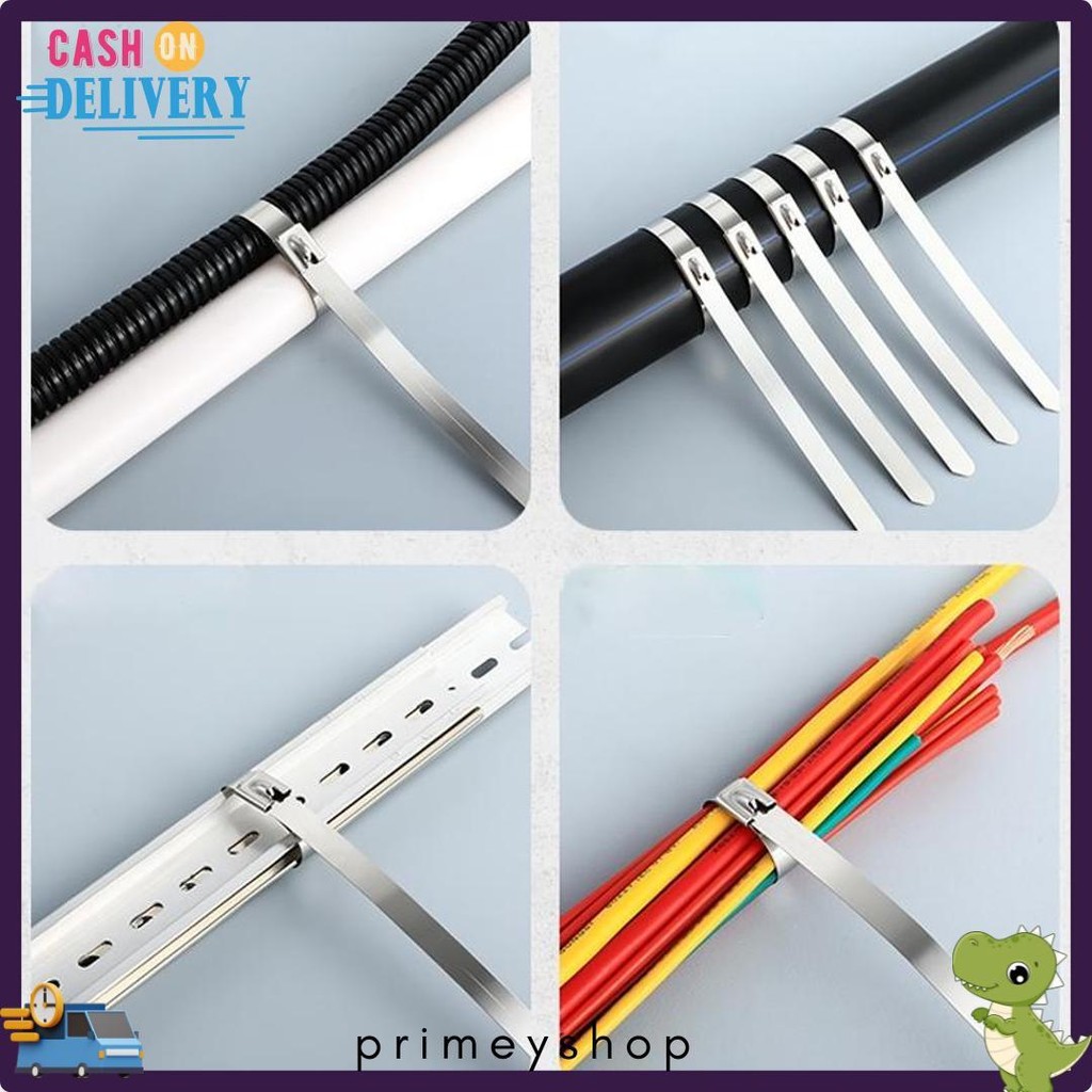 

50Pcs 15/20/30Cm Kabel Ties Stainless Steel Cable Ties Kabel Tis Steel 304 Diskon