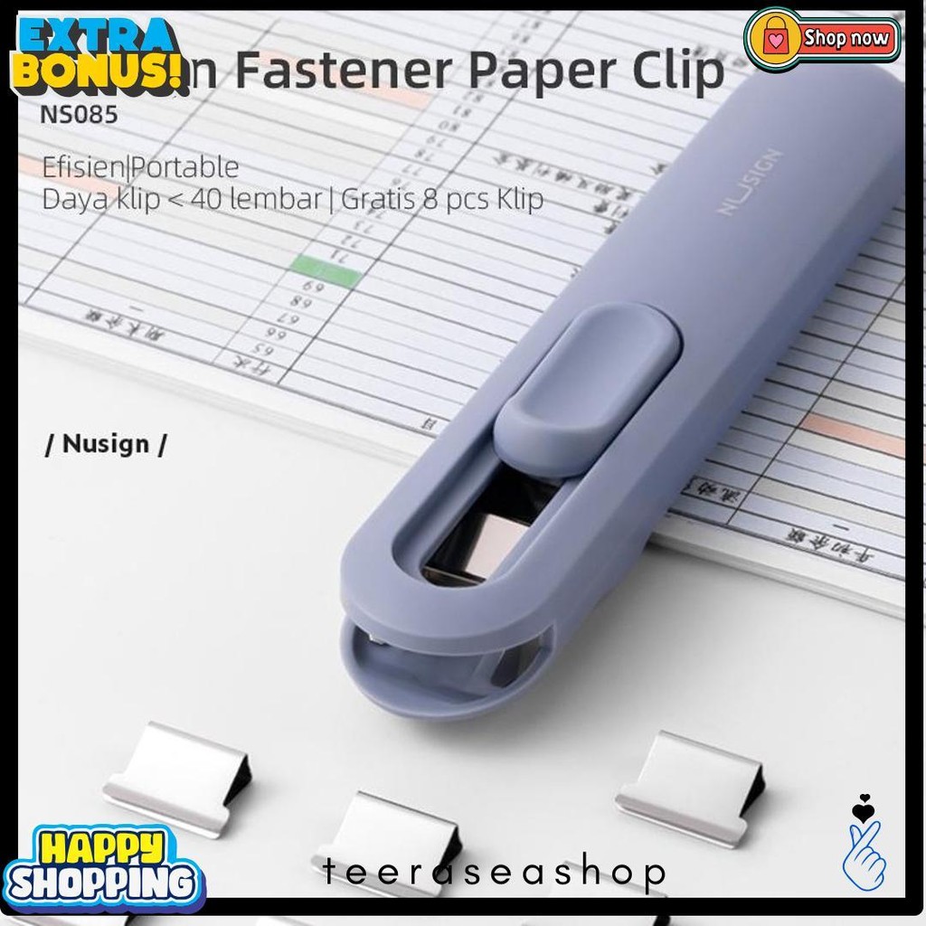 

Nusign Fastener / Binder Clip / Penjepit Kertas Otomatis Gratis 8 Buah Clip Ns085 Diskon Setengah Harga