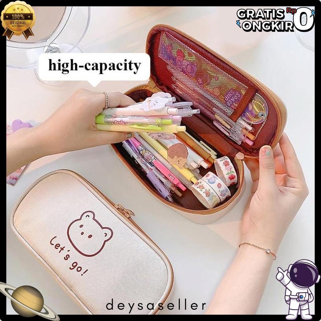 

[Miloli] Kotak Pensil Bear Cartoon Kanvas Minimalis Aesthetic Korean Style Stationery - F0204 Terlengkap Dan Termurah