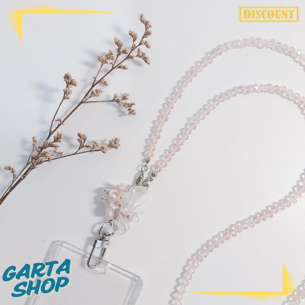 

[Lalaluna] Lanyard Crystal Beads Aesthetic | Gantungan Id Card Kantor - Bloom Terlengkap Dan Termurah