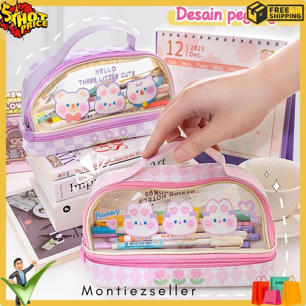 

Idoon Pencil Case Transparan Korea Tempat Pensil Besar Dua Lapis Kotak Pensil Tempat Pola Hewan Lucu Terlaris! Produk Ini Banyak Dicari