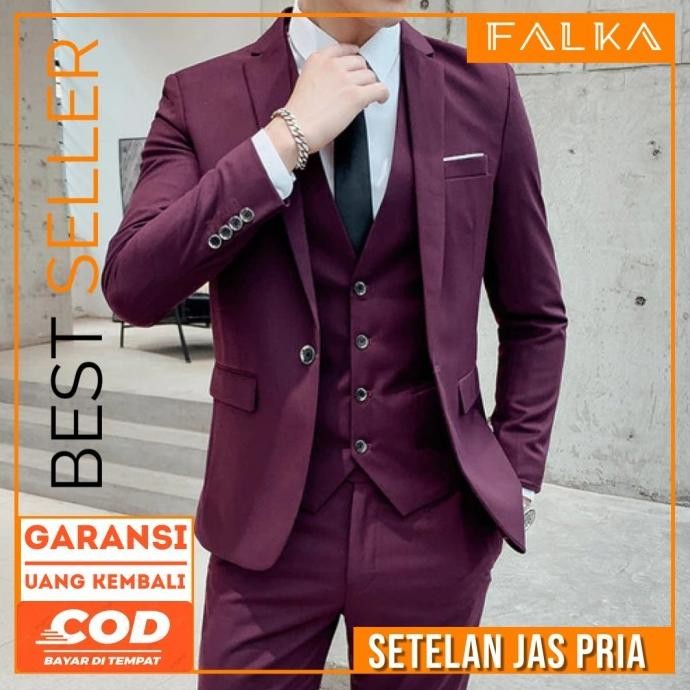 (Good) 3 In 1 Set Jas Pria Tuxedo Pria Setelan Jas Pria Formal