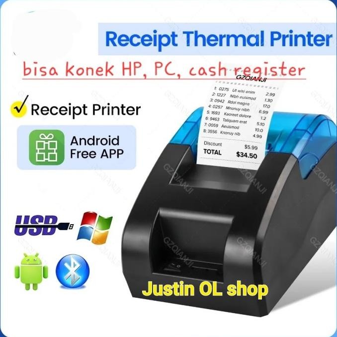 Kualitas terbaik] printer kasir POS PPOB thermal 58mm printer struk bluetooth HP USB PC
