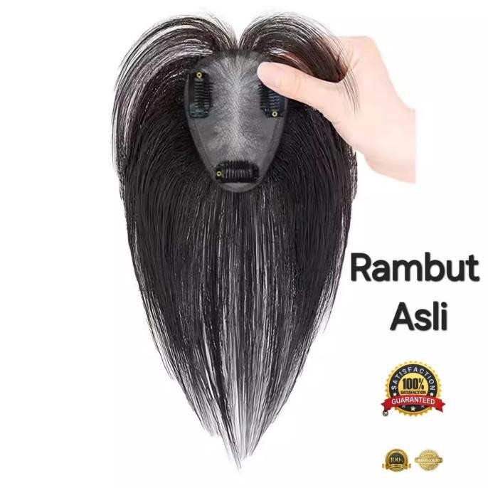 WIG TOUPEE RAMBUT ASLI HUMAN HAIR REAL WIG PENUTUP UBAN RAMBUT TIPIS PREMIUM