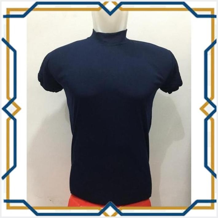[TKA] KAOS POLOS KERAH TINGGI KAOS KERAH TINGGI KAOS POLOS BIRU