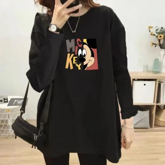 Promo Kaos Wanita Motif Lengan Panjang Oversize/Kaos Oversize Wanita Lengan Panjang Tren/Cuma 5 Warn