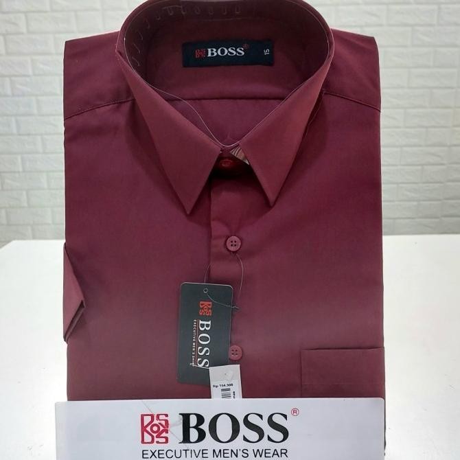 (Good) Kemeja Boss polos putih regular pendek