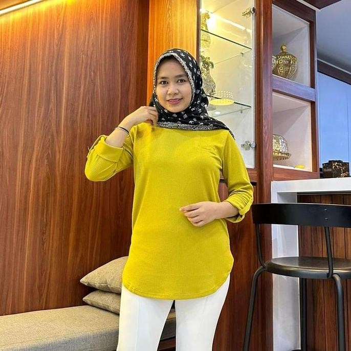 Promo [Nayla Blouse] Kaos Atasan Fenomenal Wanita Lengan Panjang Kaos Polos Cewek Model Oval
