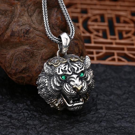 Kalung Kepala Harimau Silver Gold Kalung Rantai Liontin Kepala Macan Ter Head Pendant Necklace Impor