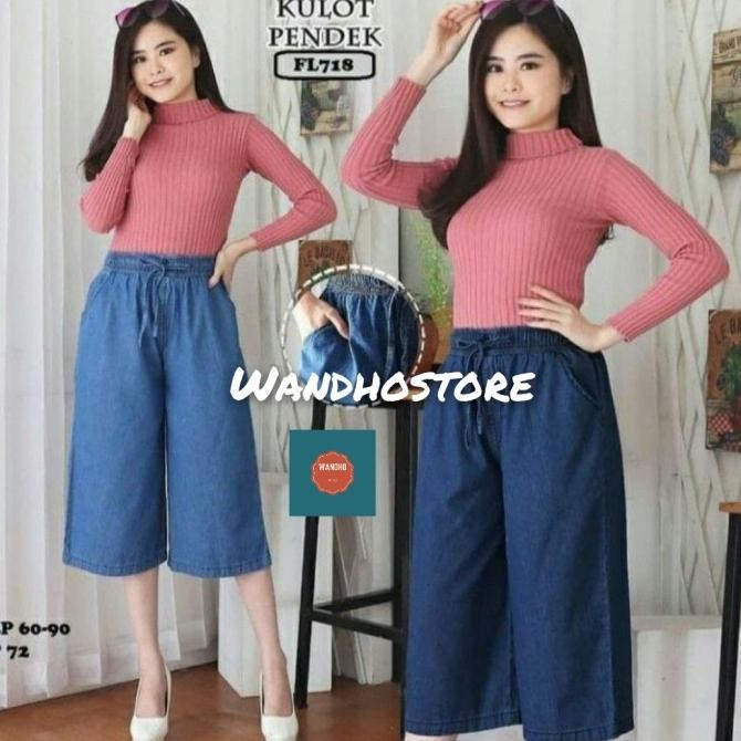 Diskon Celana Kulot Pendek 7/8 Jeans Wanita Celana Kulot Pendek Jeans