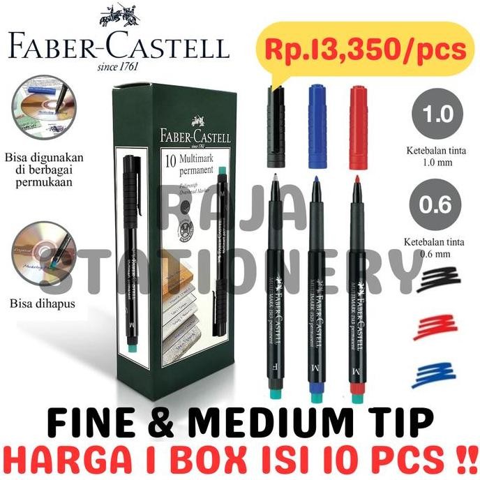 

TERBARU - FABER CASTELL PERMANENT MARKER MULTIMARK OPF OPM BLACK BLUE RED FINE MEDIUM ERASABLE SPIDOL PERMANEN FABER CASTELL MULTI MARK HITAM BIRU MERAH BISA DI HAPUS 0.6 1.0 OHP BOX [10PCS]