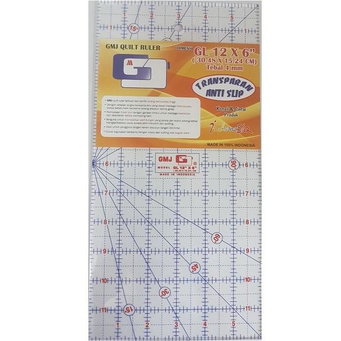 

TERBARU - penggaris pola untuk membuat quilting dan patchwork GMJ ukuran 12x6