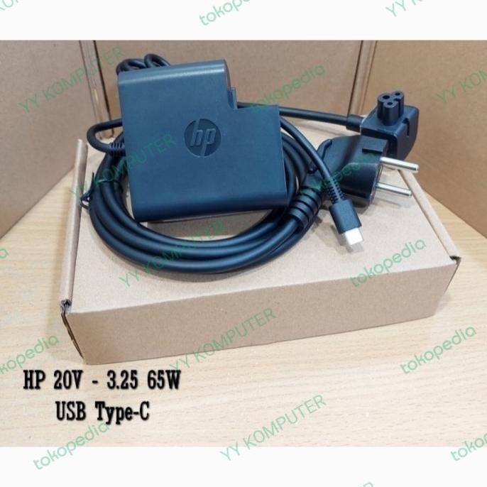 Adaptor Charger Hp Elitebook X360 1030 G4 Type C 65W  Model Kotak New Stok