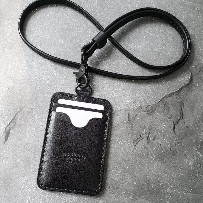 

NEW BDS BROOKS - Handcrafted leather Lanyard ID card Holder, triple slot