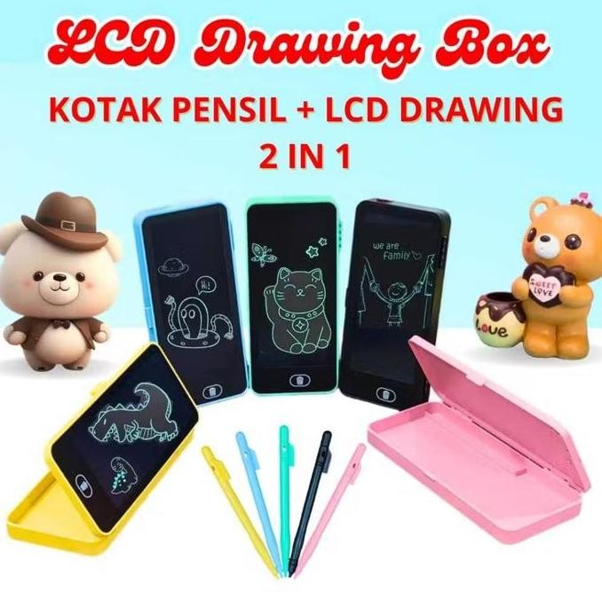 Promo HAPRY87 KOTAK PENSIL DRAWING papan coret kreatif edukasi drawing box mainan anak tablet lcd ga