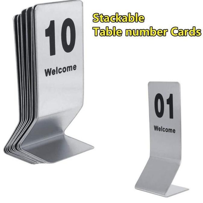 

NEW 10pcs/Set Nomer Meja Cafe Stainless Steel Nomor Meja Restoran Nomor 1-10 Penanda Meja Cafe