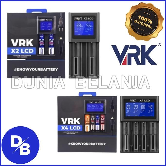 Vrk X2 X4 Lcd Battery Charger 2/4 Slot, Cas Baterai Fast Charging