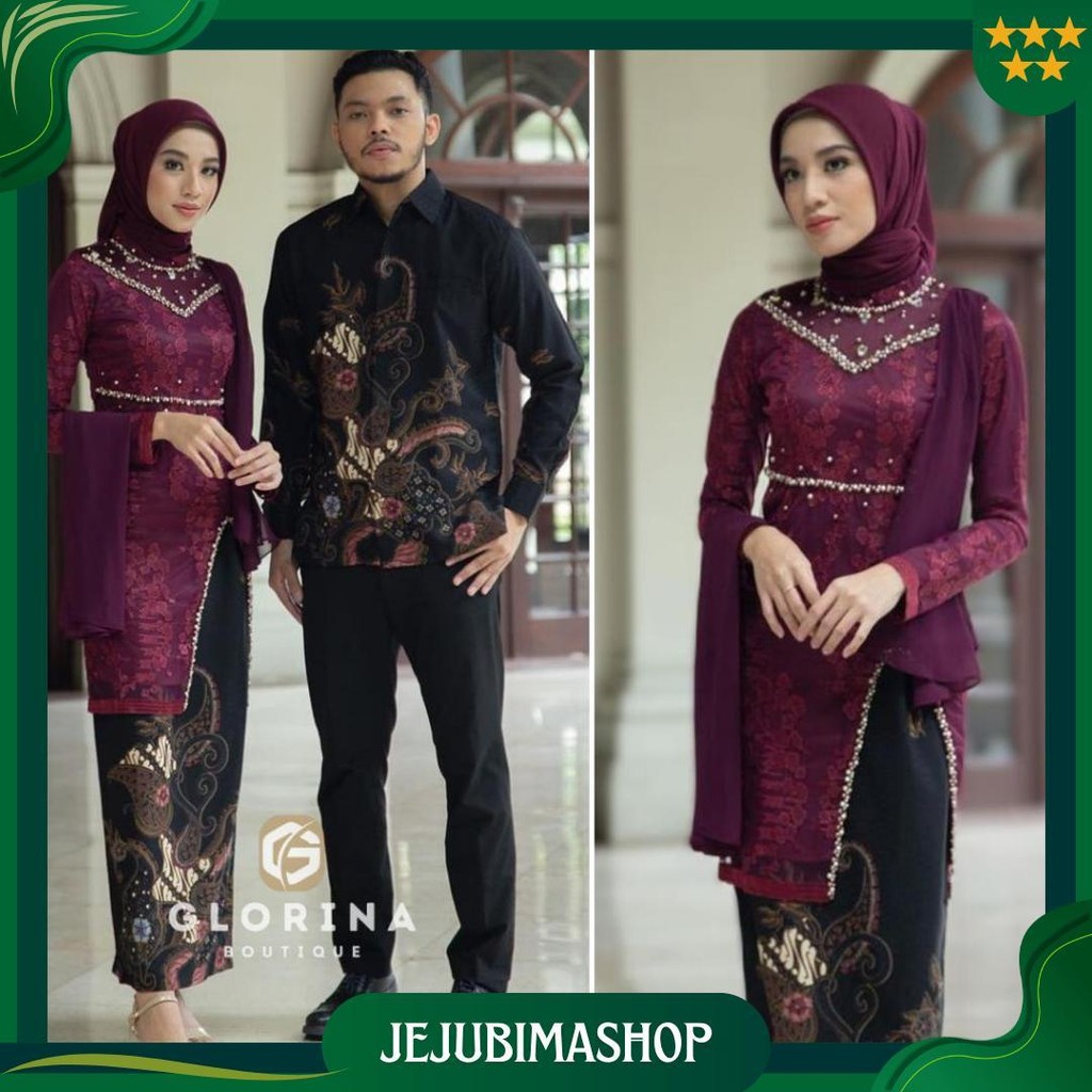Kebaya Couple Hana Series Kebaya Wisuda Lamaran Tunangan Set Tunik Batik Baju Couple Kondangan Terba