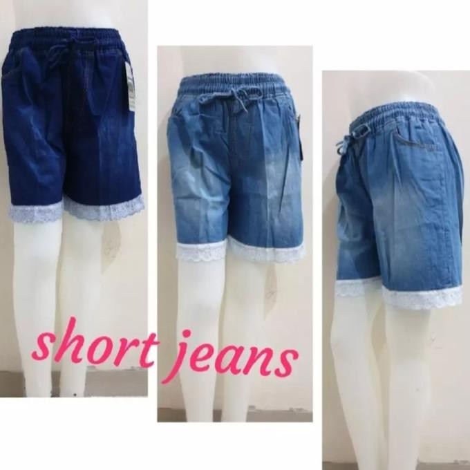 Diskon Celana Pendek Hotpant Jeans Renda Wanita