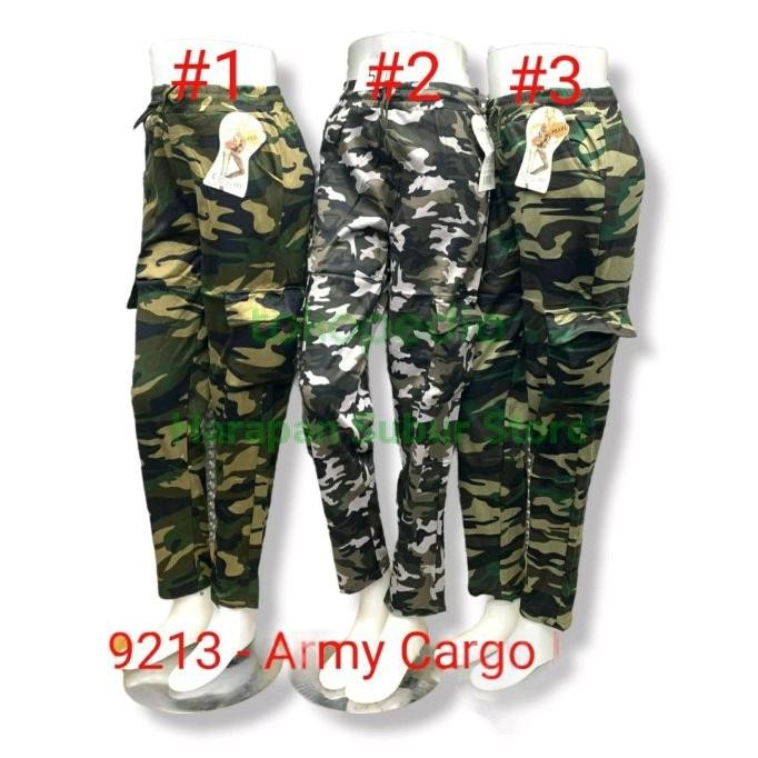 Murah Celana Panjang Loreng Army Cargo Unisex Senam Wanita