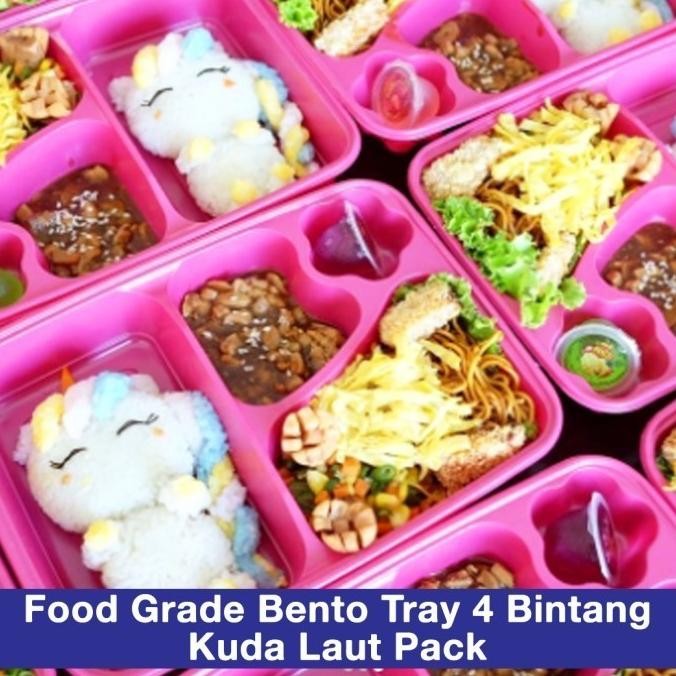 (Good) Bento Tray 4 Sekat Bintang - Mika Bento Box Pink - Lunch Box Plastik