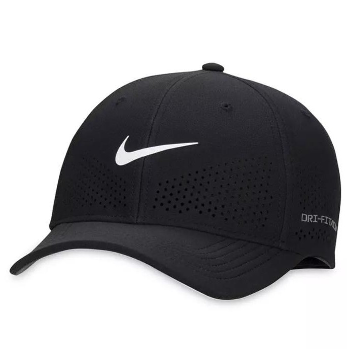 (100% Original) Nike Dri-Fit Adv Rise Structured Swooshflex Cap Black White Sports Topi Training Fit